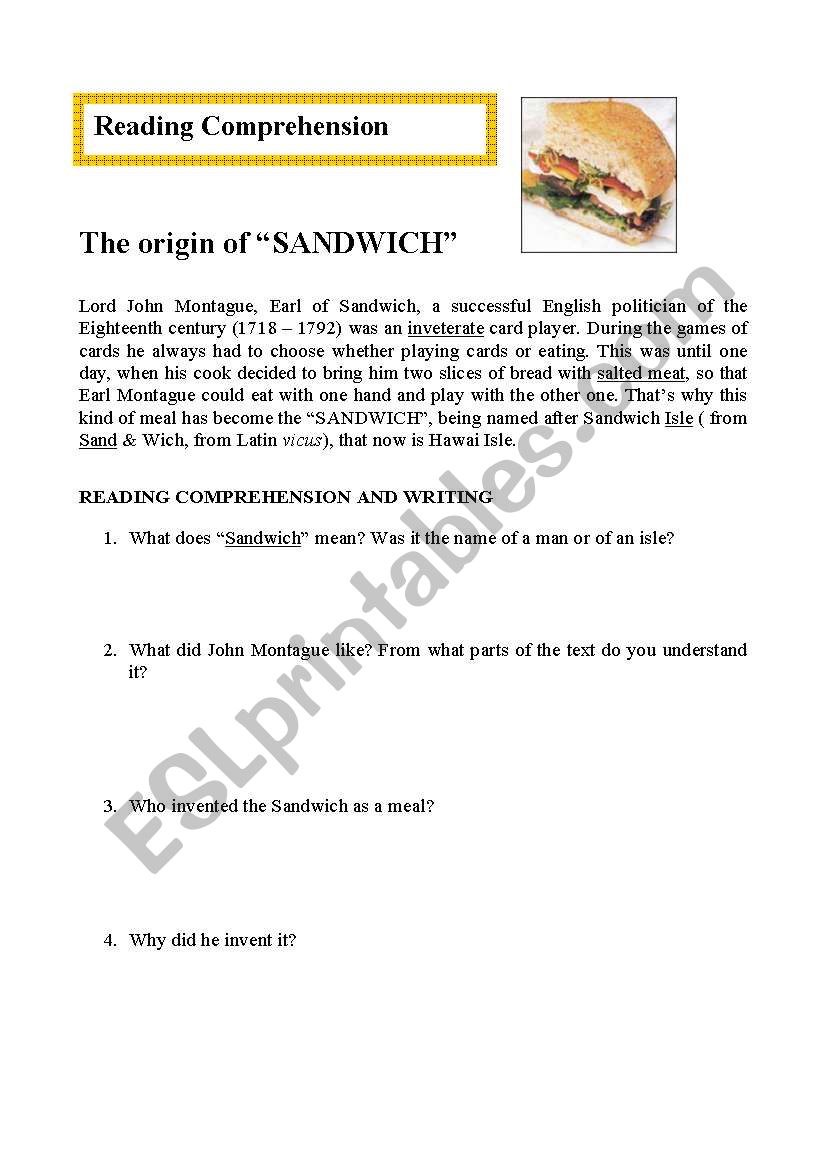 The origin of SANDWICH worksheet