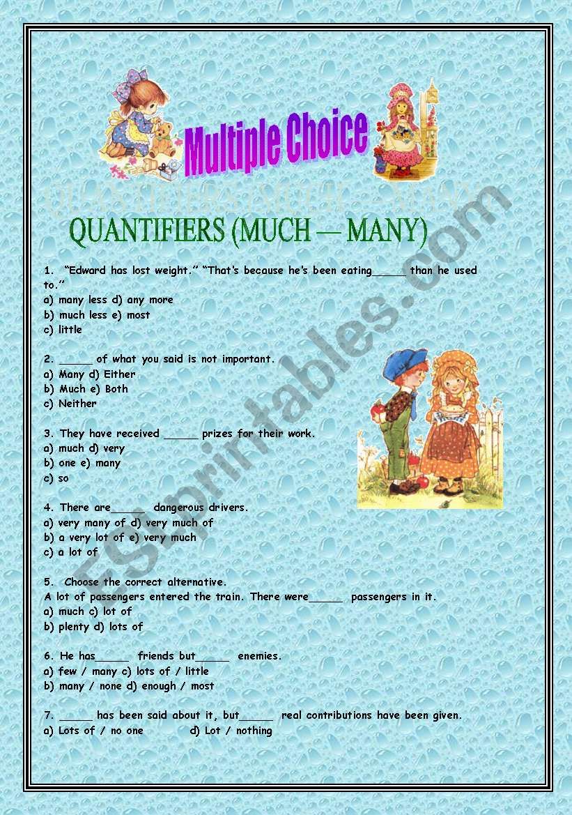 QUANTIFIERS (MUCH  MANY) with answer