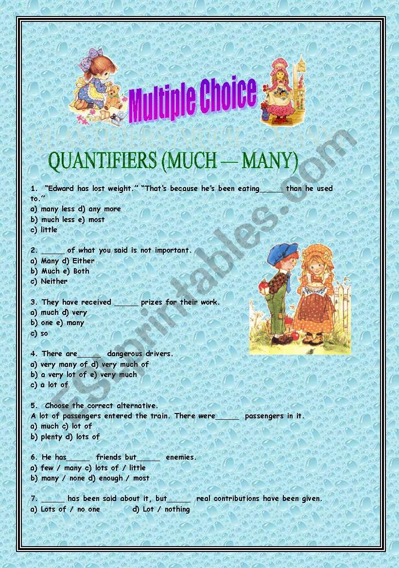 QUANTIFIERS (MUCH — MANY) with answer