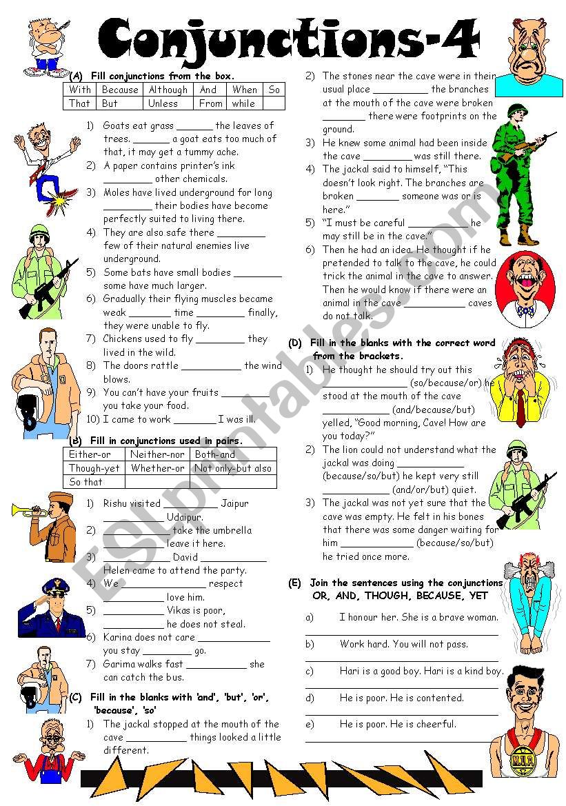 Conjunctions-4 (Editable with Answer Key)