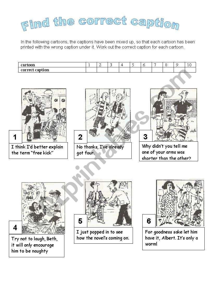 Cartoons worksheet