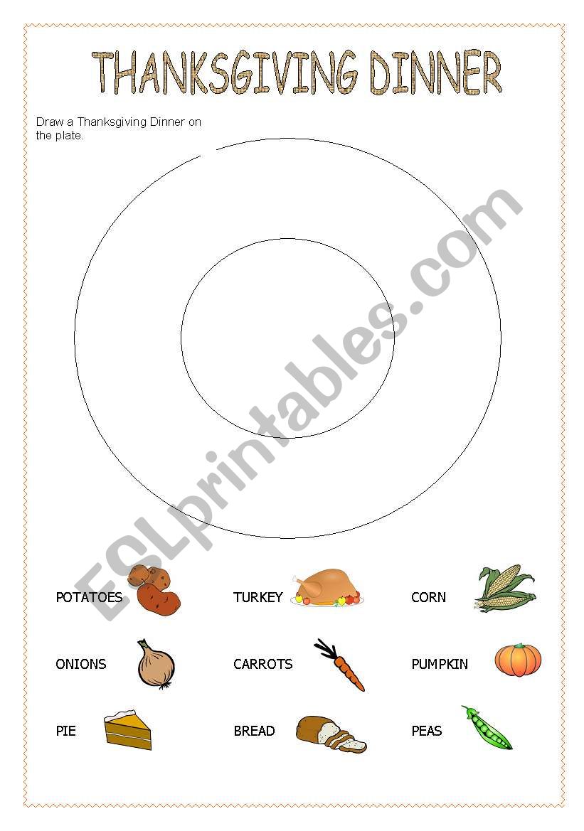 Thanksgiving Dinner worksheet