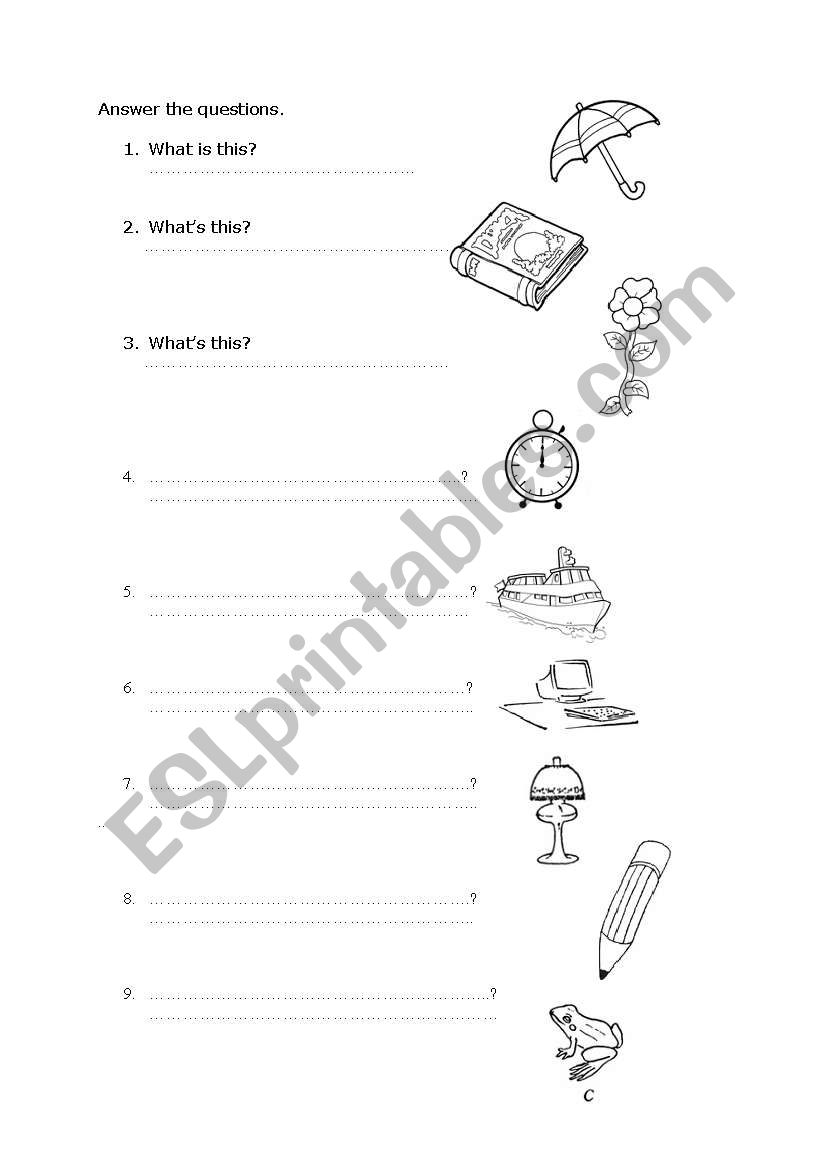 Identify the objects worksheet
