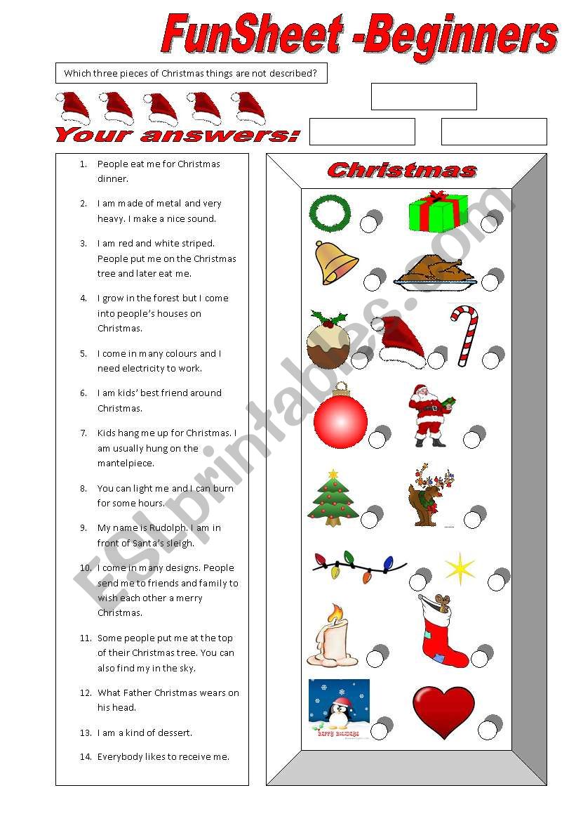 FunSheet Beginners -Christmas worksheet