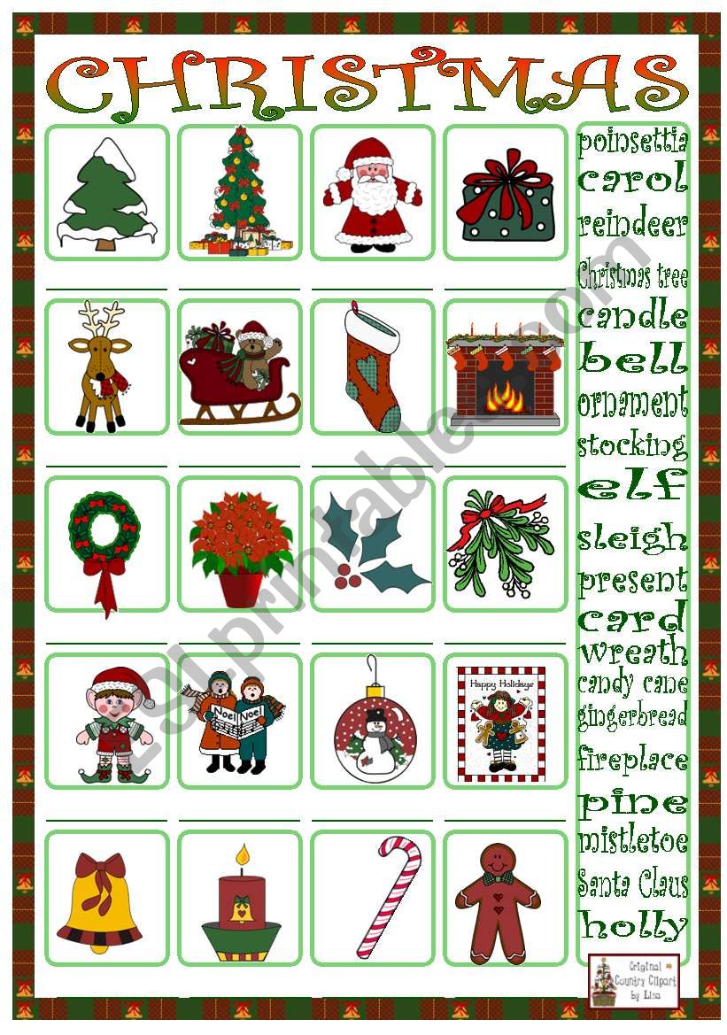 Christmas Pictionary worksheet