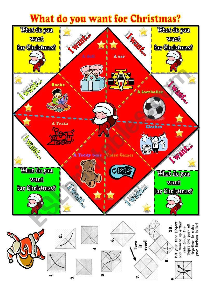 Christmas and Toys Fortune Teller-+ B&W version (UPDATED)+ fully editable.