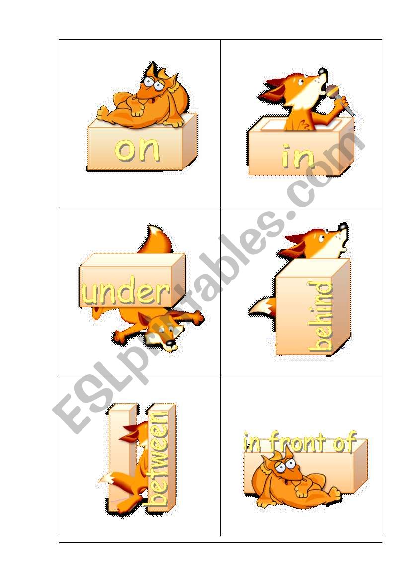 Fox in the Box - Prepositions of Place (Flashcards)