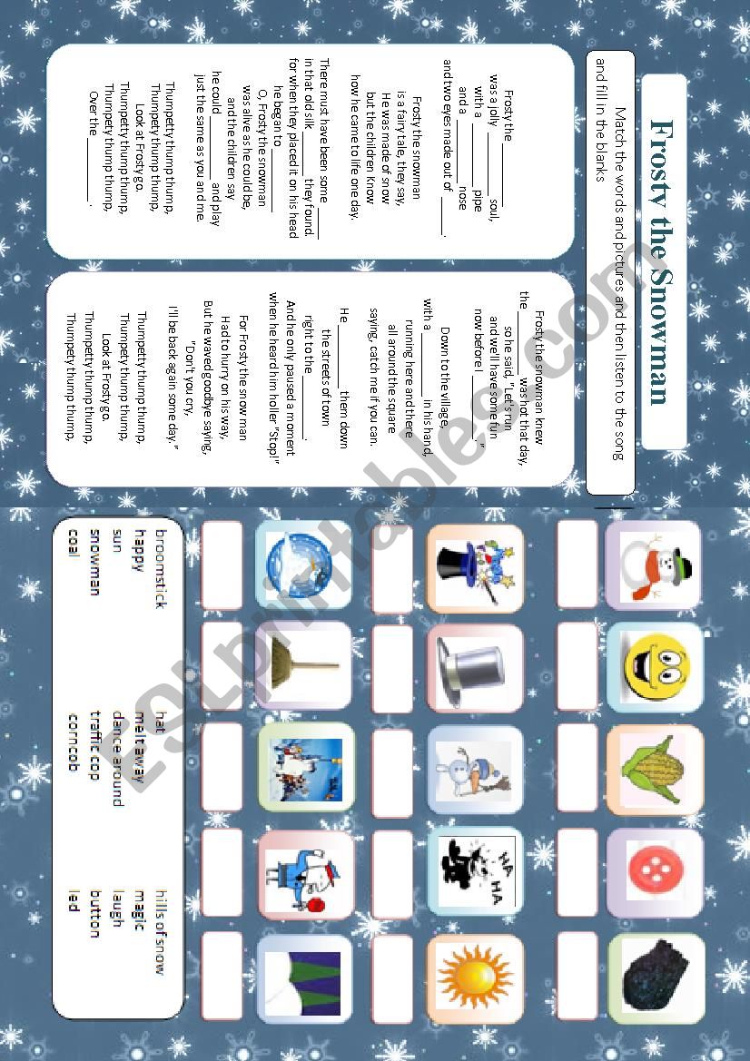 Frosty the snowman worksheet