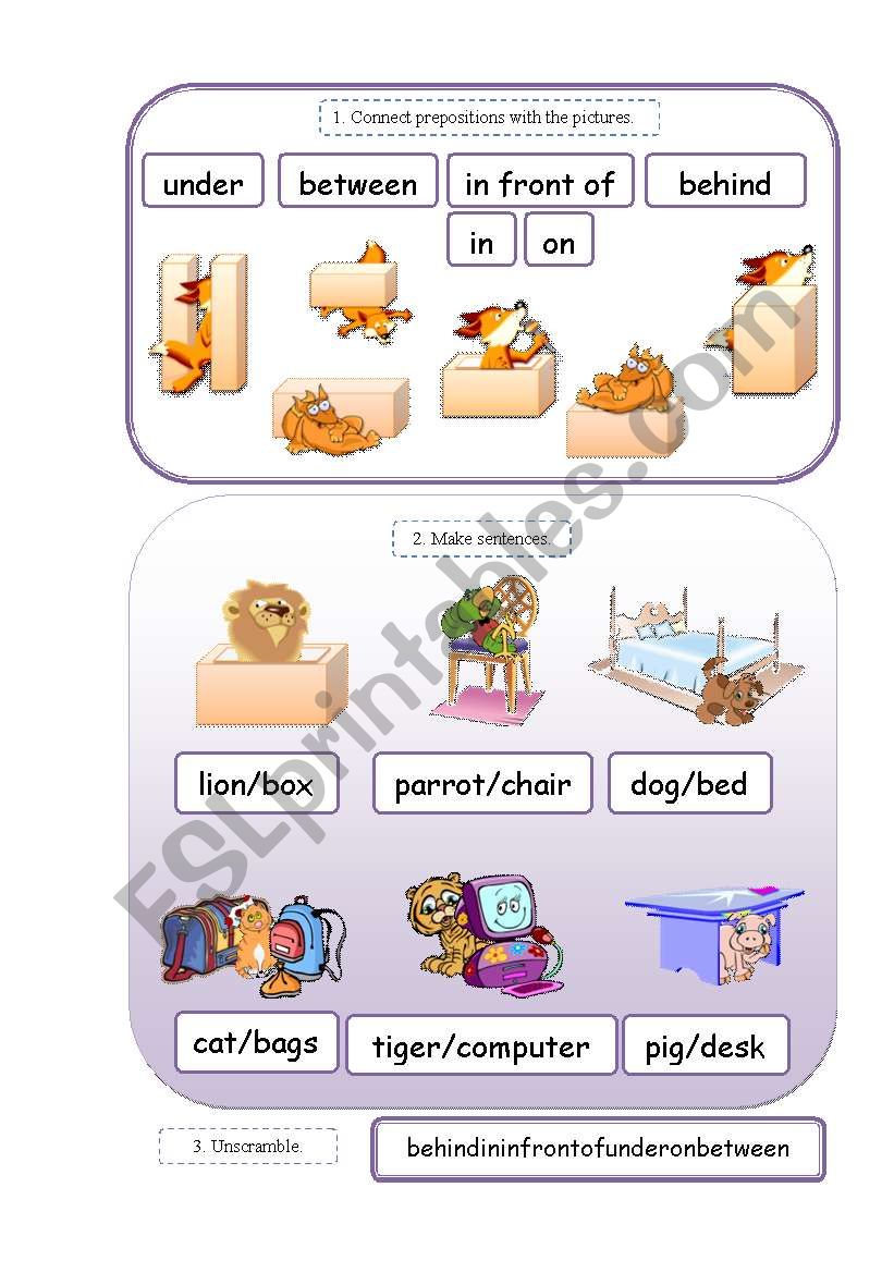 Fox in the Box - Prepositions of Place (Worksheet)