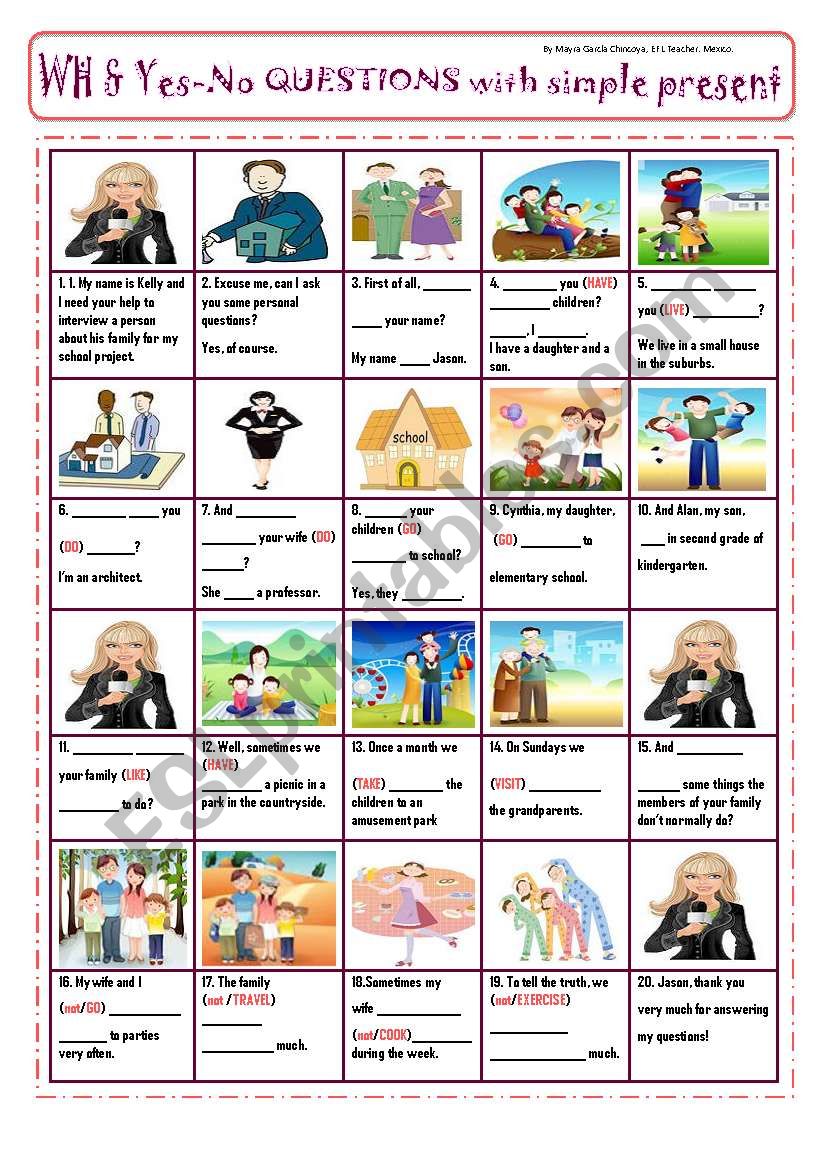 INTERVIEW TO PRACTICE PRESENT TENSE (be, do, does & question words) - PIcTuRe StOrY!