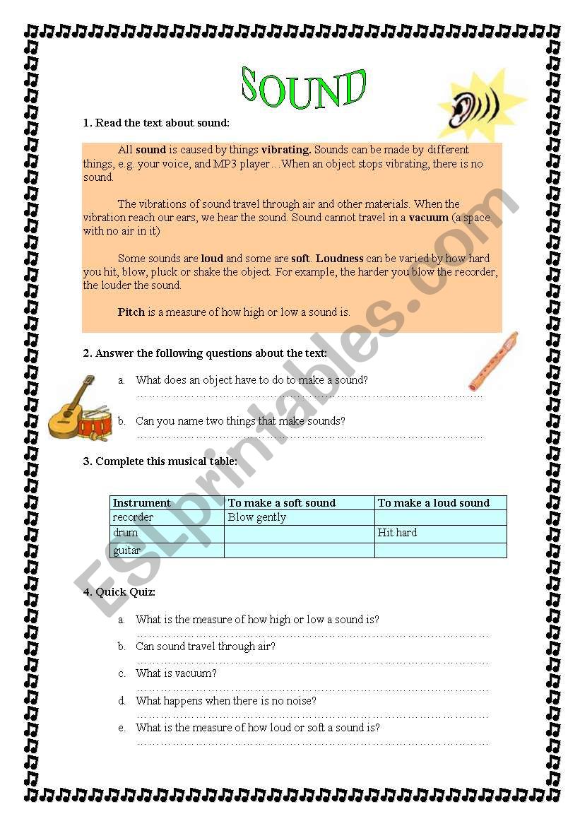 Sound worksheet