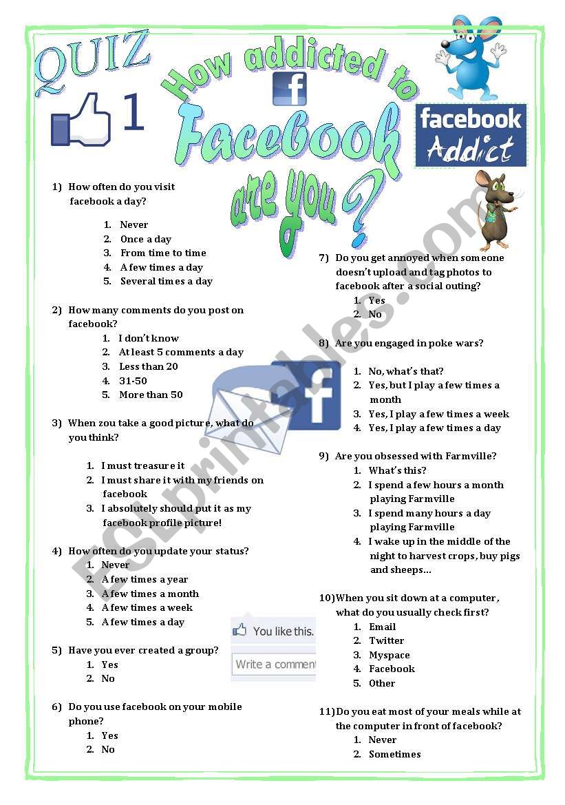 NEW Quiz to test your students addiction to Facebook 