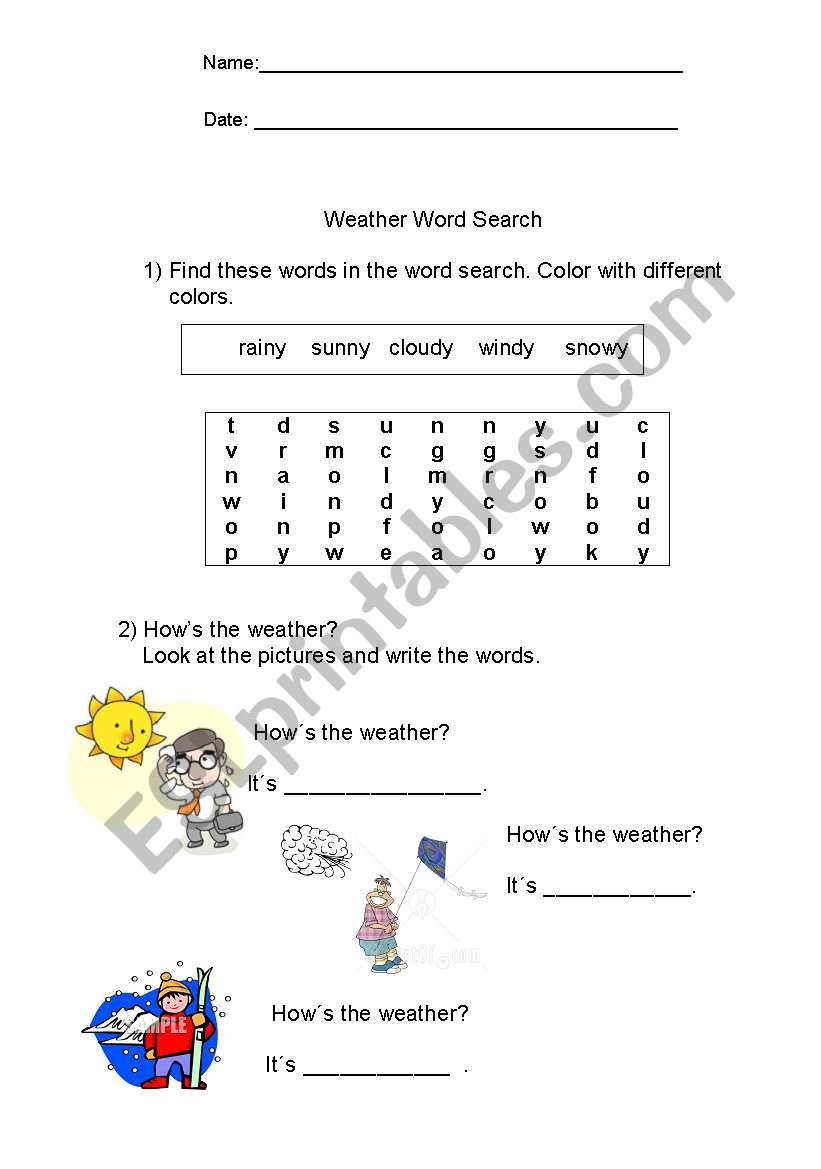 Weather worksheet