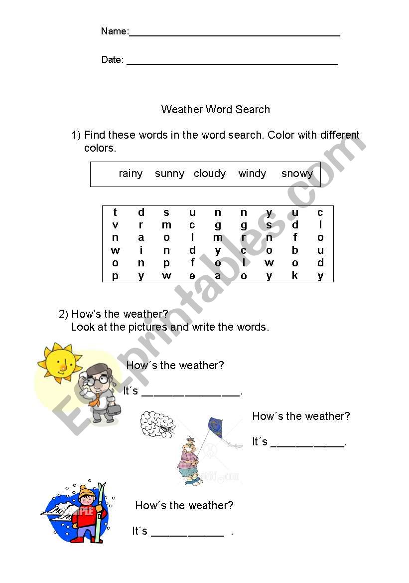 Weather worksheet