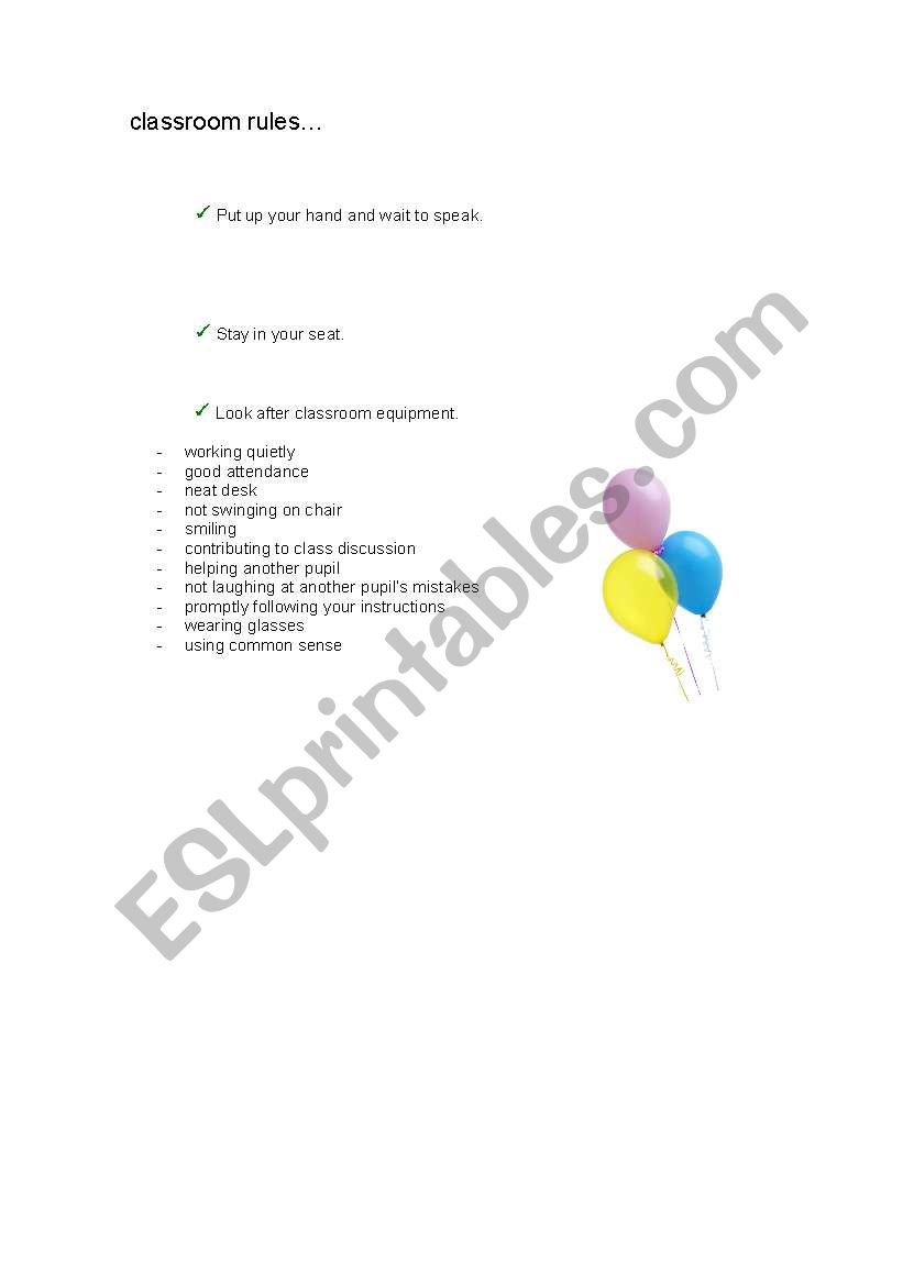 classroom rules worksheet