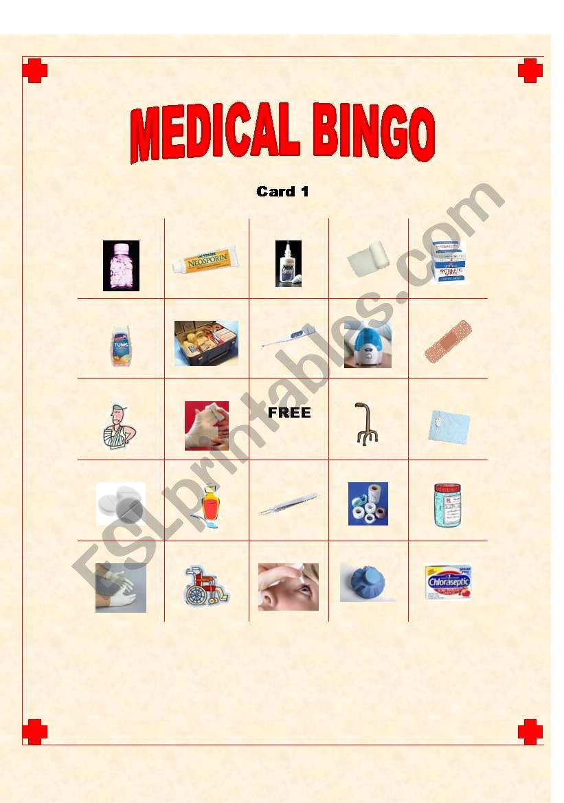 Medical Bingo worksheet