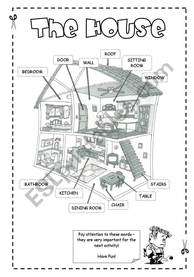 Illustrated Rooms in a House Vocabulary