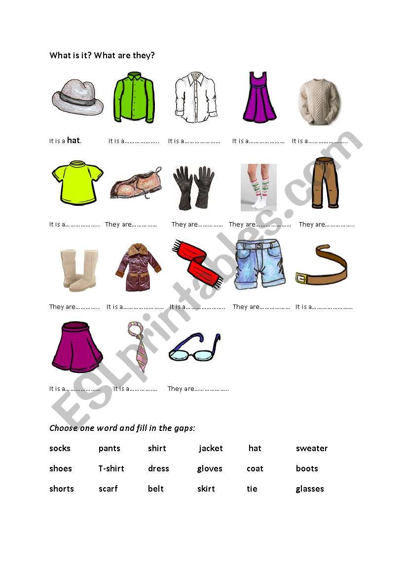 clothes worksheet