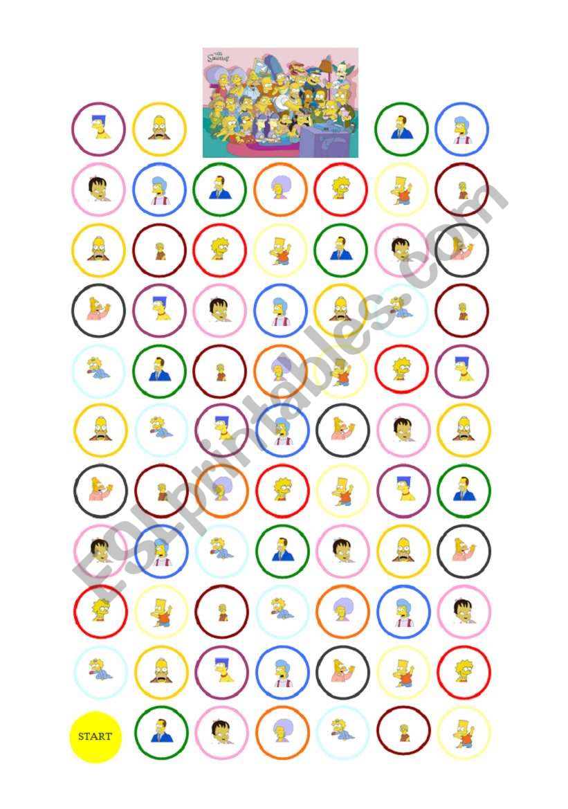 The Simpsons´ Family Board Game ESL worksheet by asiabrzoza