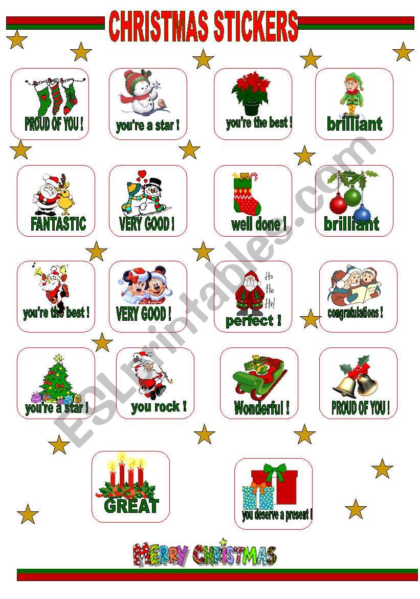 CHRISTMAS STICKERS worksheet