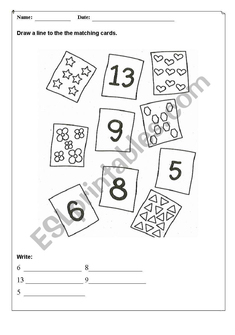 Matching numbers worksheet