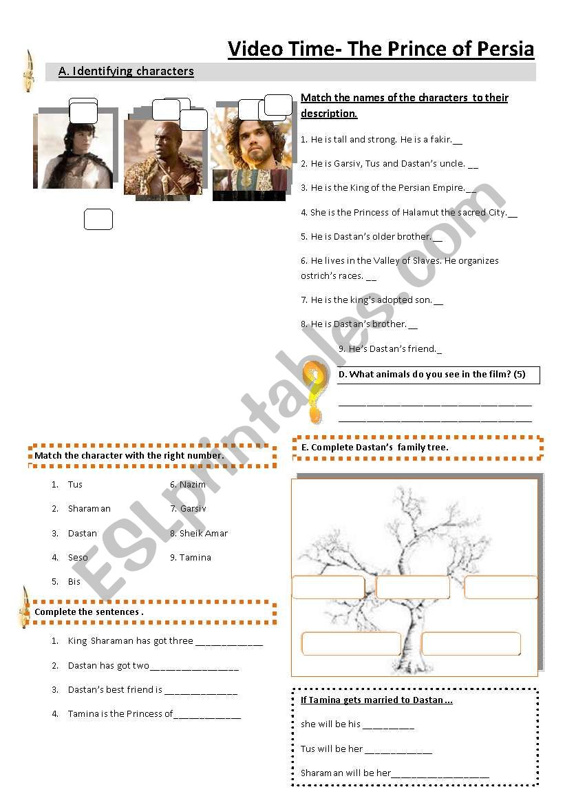 Prince of Persia worksheet worksheet