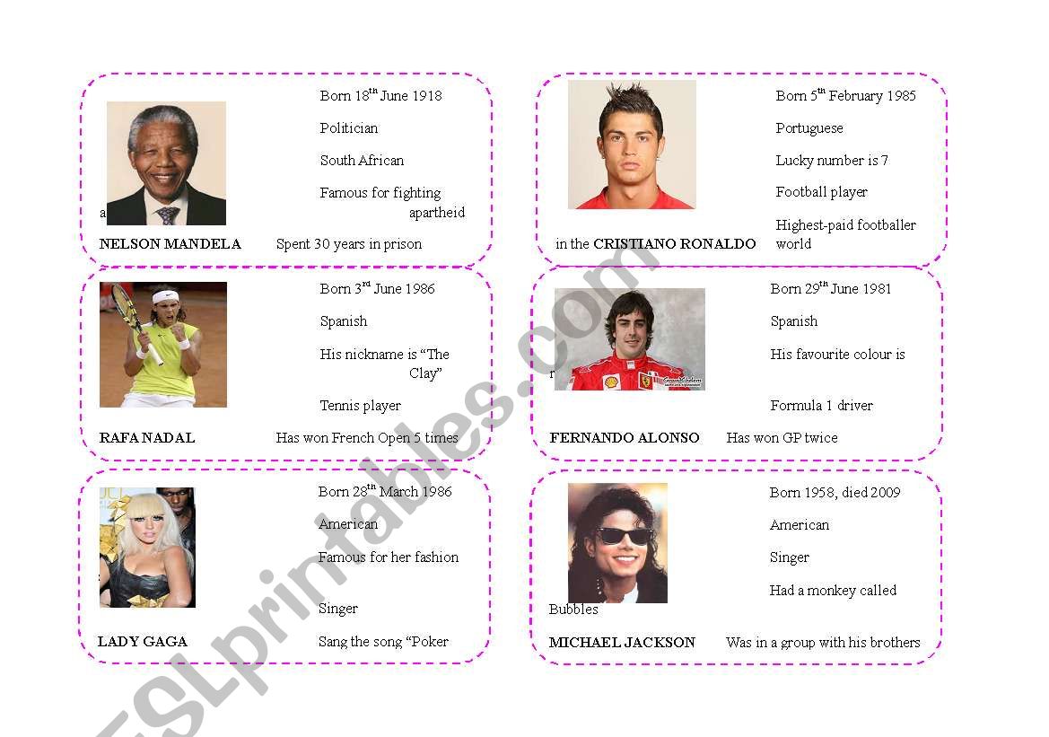Guess Who famous people celebrities flashcards part 2
