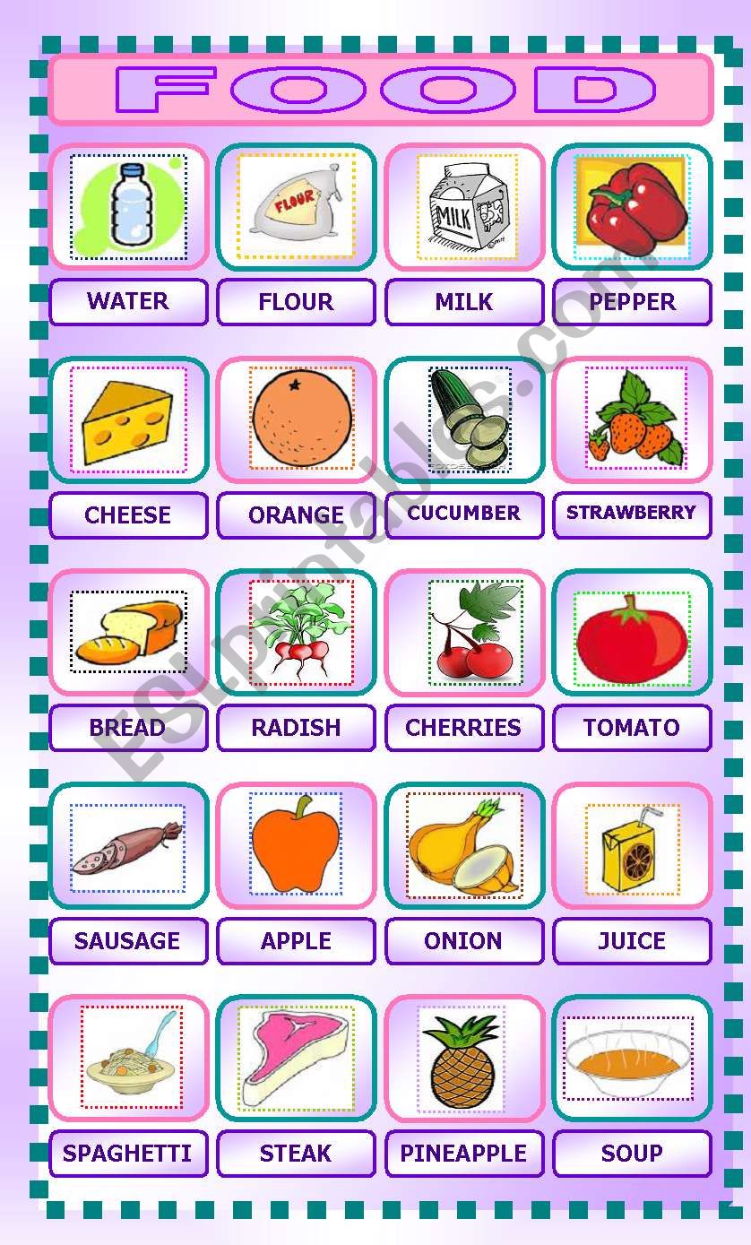 Food pictionary worksheet