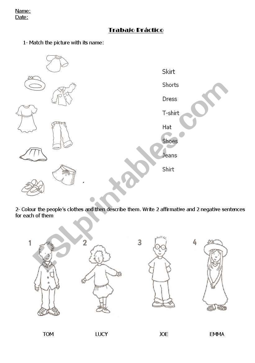 Clothes worksheet