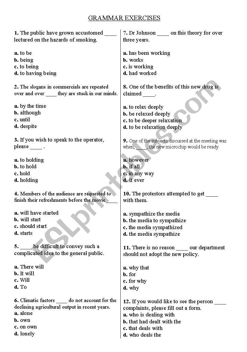 ECPE Grammar worksheet