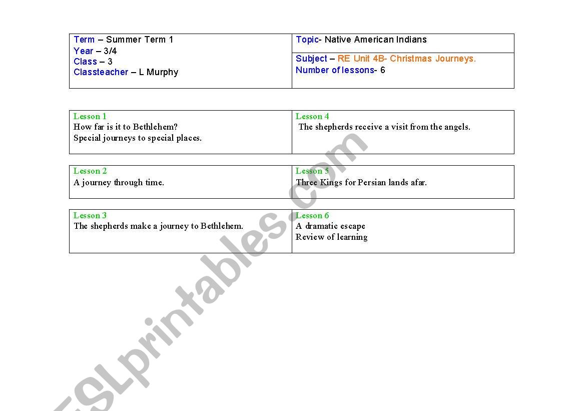 RE Christmas Journeys MTP worksheet