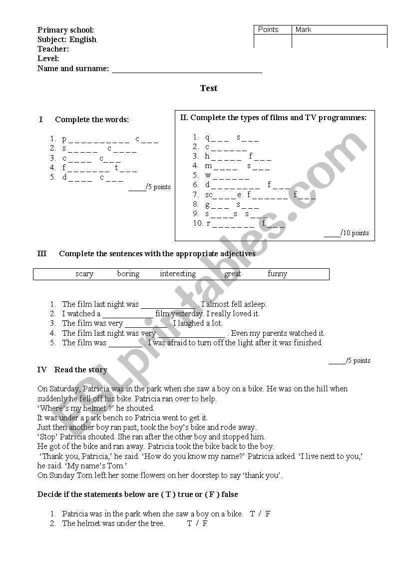 Test worksheet