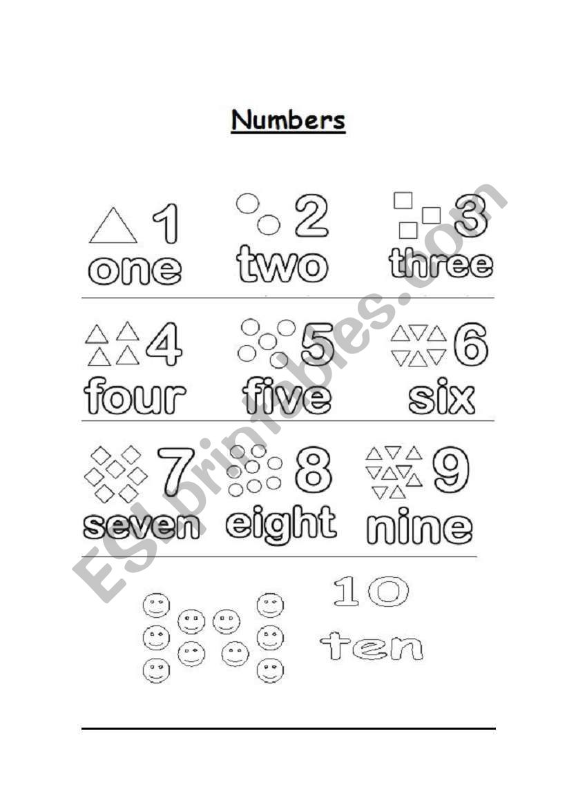 Numbers 1-10 worksheet