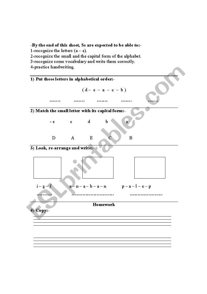 The alphabet worksheet