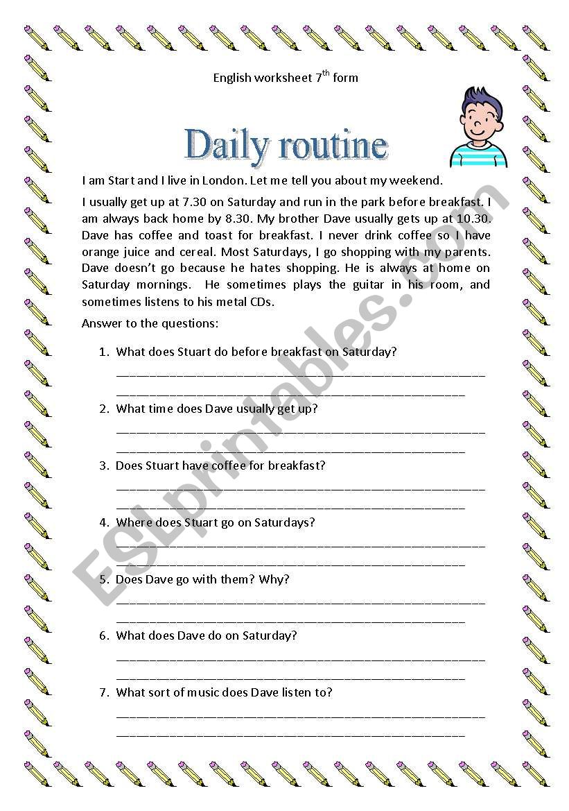 DAILY ROUTINE worksheet