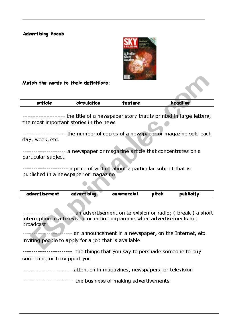 Advertising worksheet