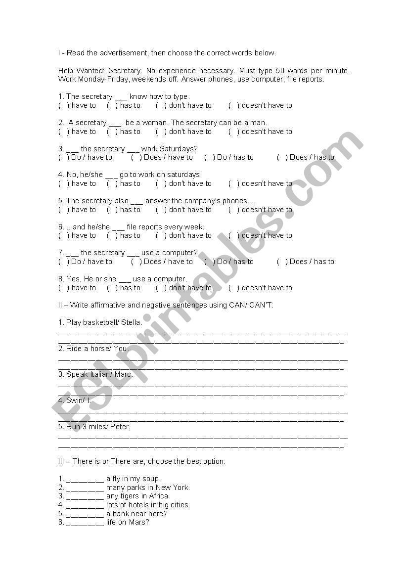 Grammar Exercises worksheet