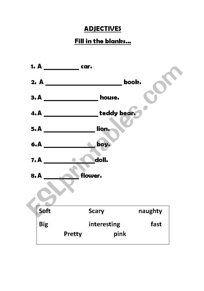 Adjectives worksheet