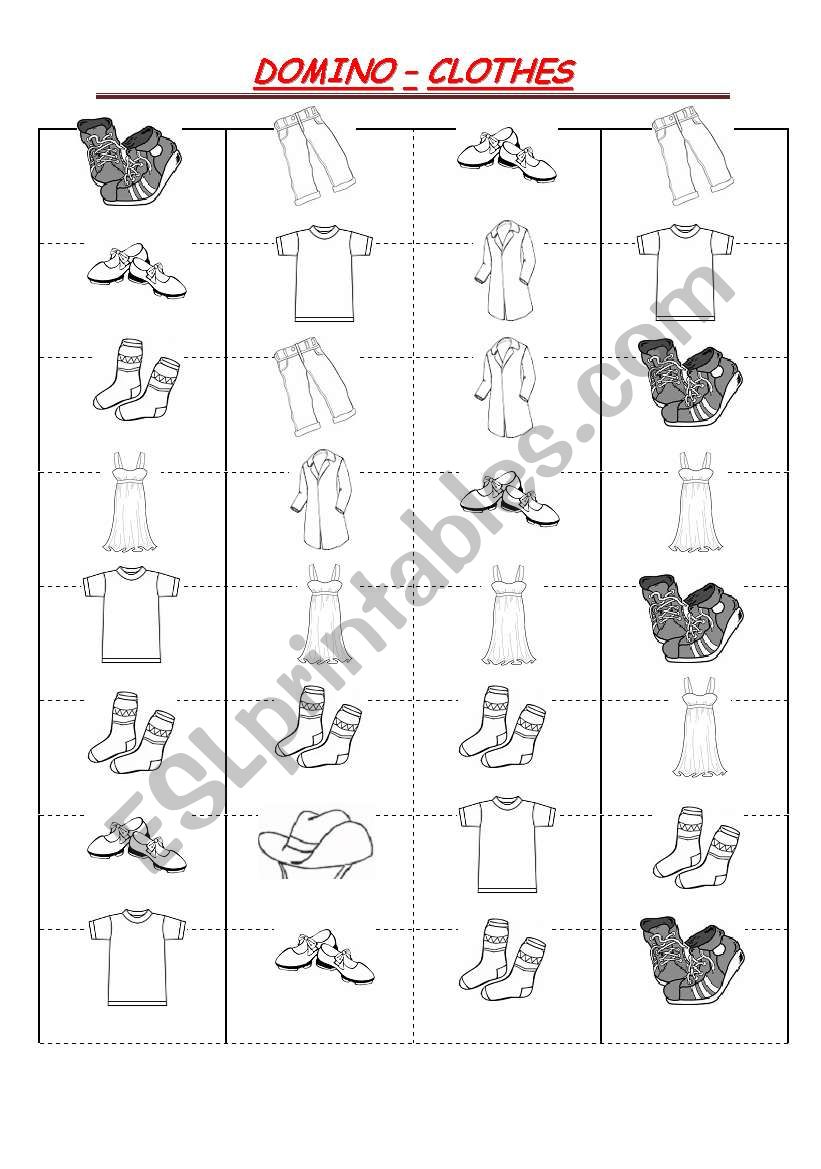 clothes - domino worksheet
