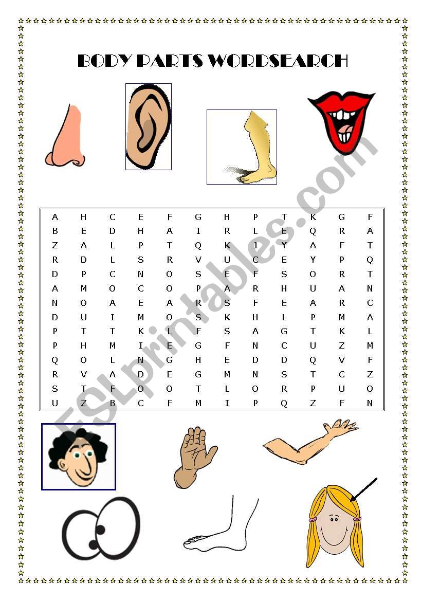 BODY PARTS WORDSEARCH worksheet