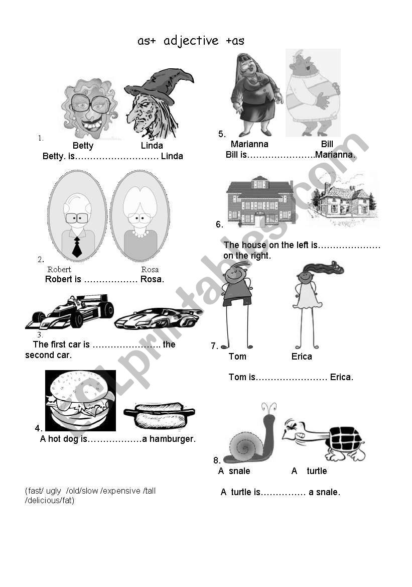 as+ adjectives +as worksheet