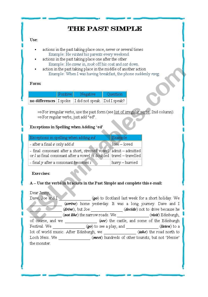 The Past Simple worksheet