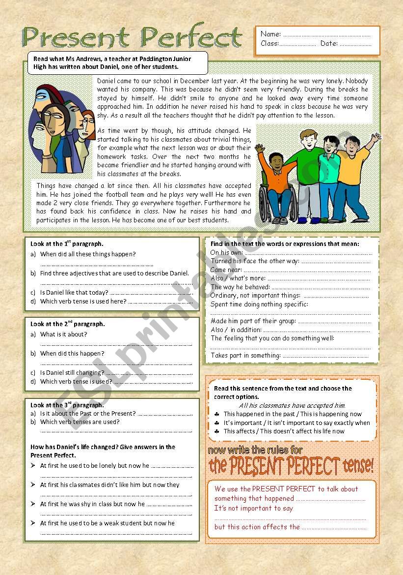Present Perfect (2 pages) worksheet