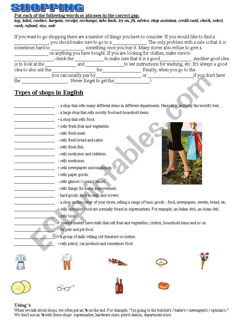 Shops and Shopping  worksheet