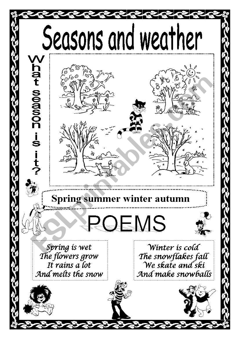 SEASONS AND WEATHER + POEMS worksheet