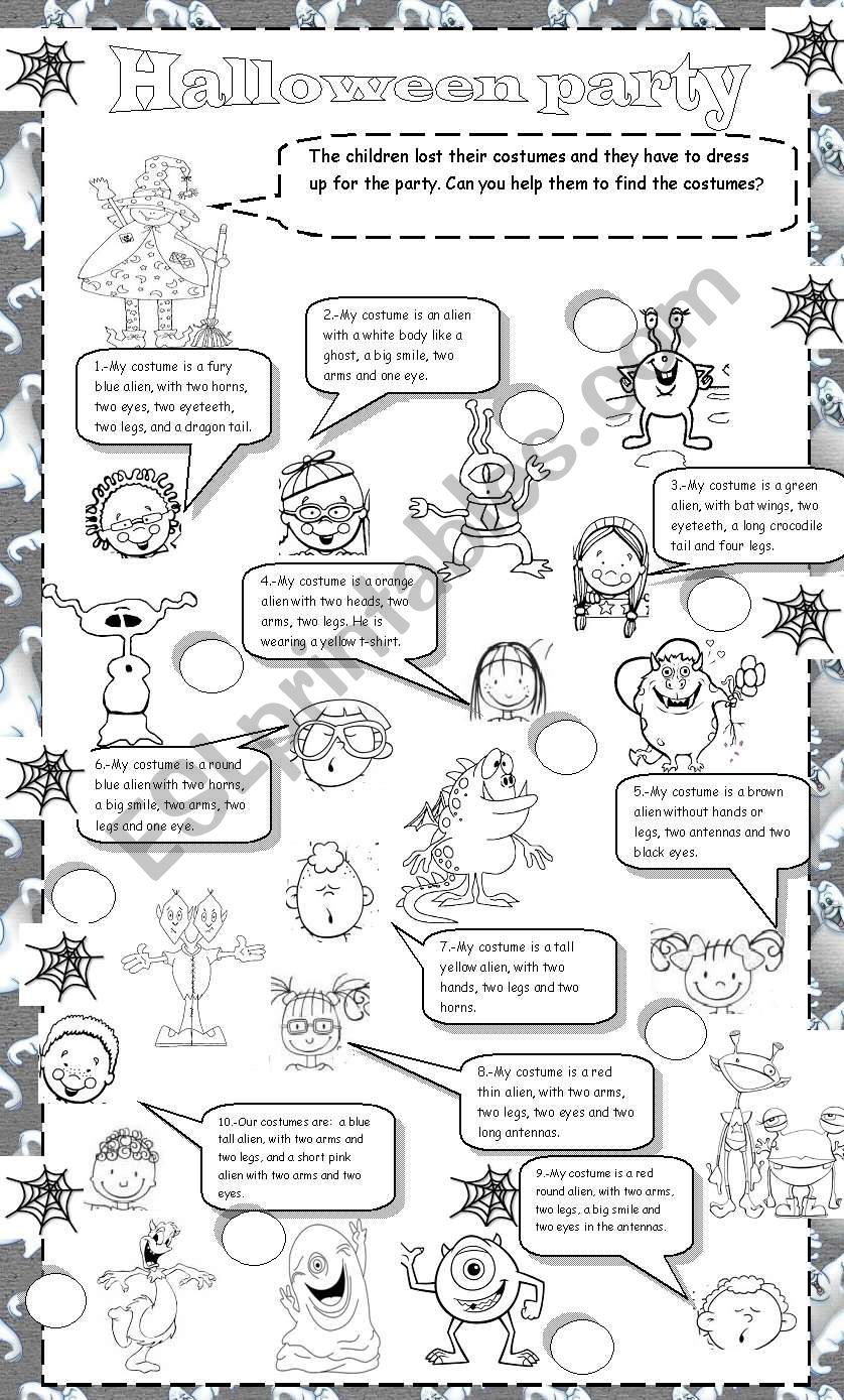 Halloween party worksheet