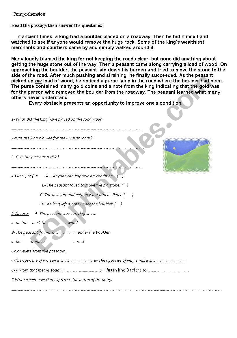 obstacls on the way worksheet
