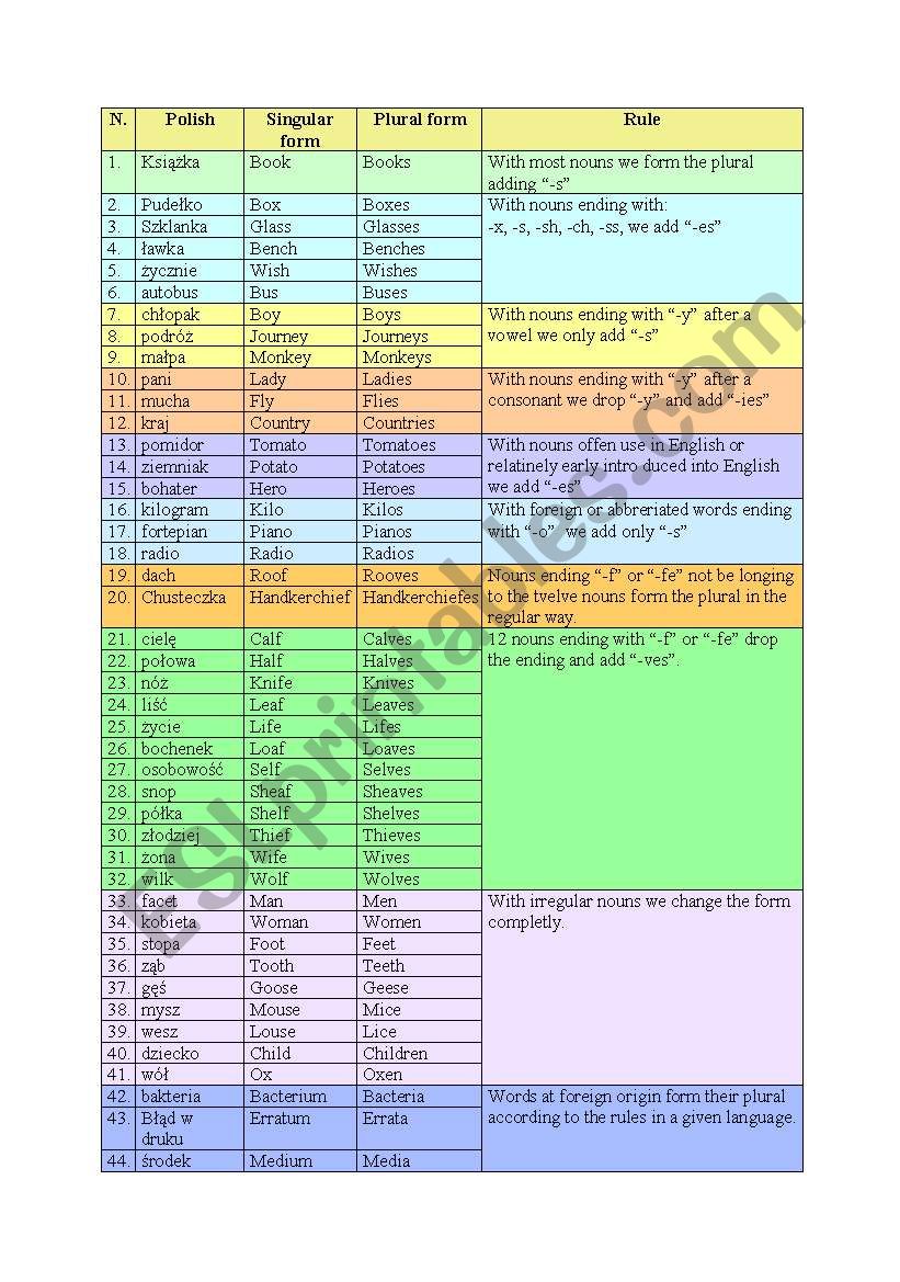 all about plural worksheet