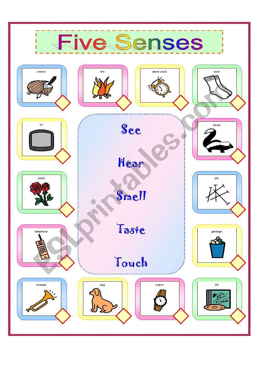 Five Senses Matching worksheet