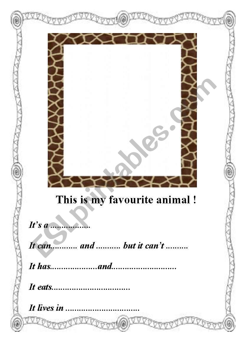 My favourite animal worksheet